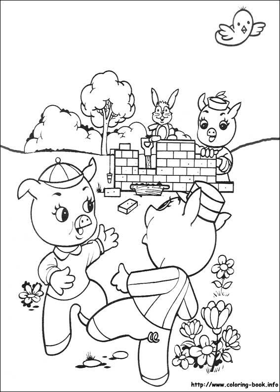 The three little pigs coloring picture